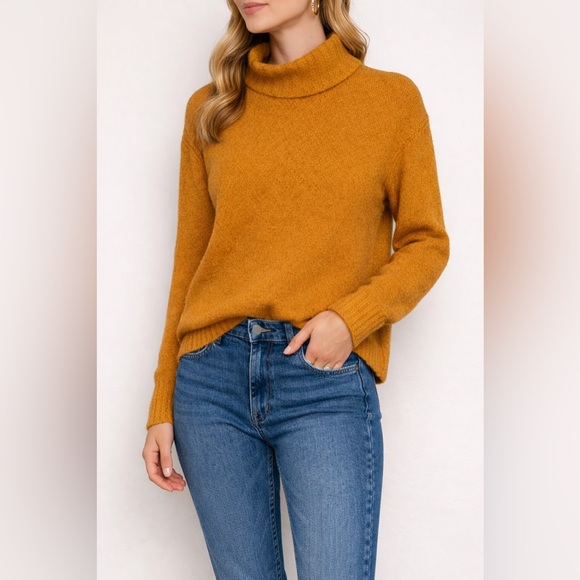 point sur Sweaters - J Crew Point Sur Merino Wool Alpaca Mustard Turtleneck Sweater Size L Cozy Layer